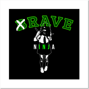 Rave Ninja EDM Techno Gift School Uniform Sword Girl Posters and Art